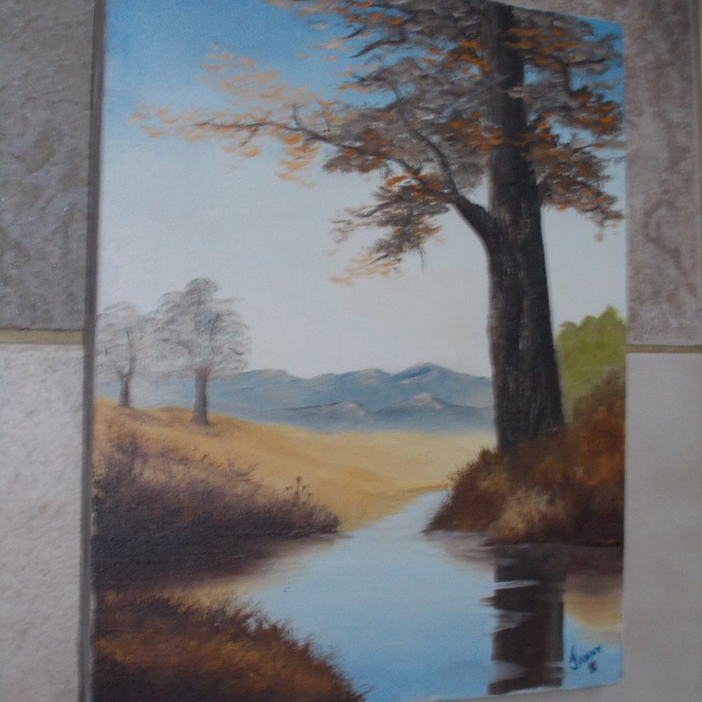 Vintage landscape painting 11"x14" signed - Picture 2 of 4